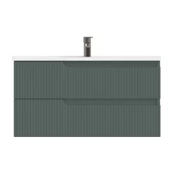   Piramida EURIDIKA fali fürdőszobabútor - műmárvány mosdóval -2 fiókos - PINO ZÖLD - 100 x 48 x 53 cm