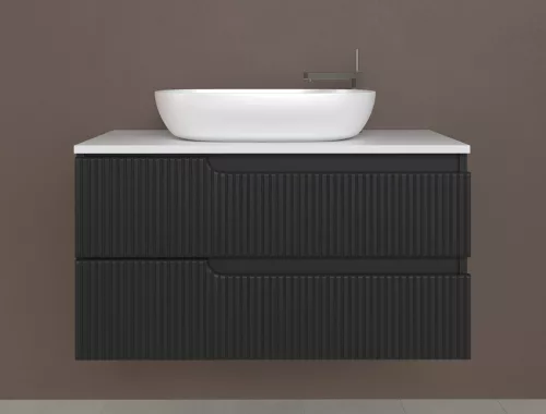 Piramida EURIDIKA fali fürdőszobabútor - mosdópult mosdó nélkül -2 fiókos - PINO FEKETE - 100 x 48 x 53 cm