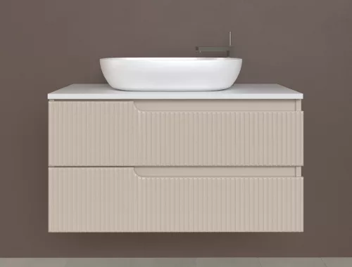 Piramida EURIDIKA fali fürdőszobabútor - mosdópult mosdó nélkül -2 fiókos - PINO BÉZS - 100 x 48 x 53 cm