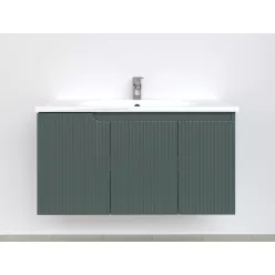   Piramida EURIDIKA fali fürdőszobabútor - műmárvány mosdóval -3 ajtós - PINO FEKZÖLDETE - 100 x 48 x 53 cm