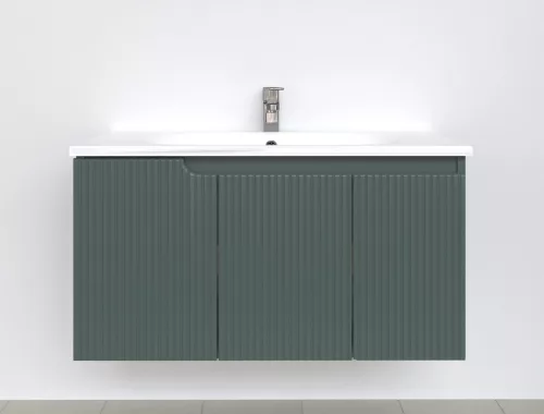 Piramida EURIDIKA fali fürdőszobabútor - műmárvány mosdóval -3 ajtós - PINO FEKZÖLDETE - 100 x 48 x 53 cm