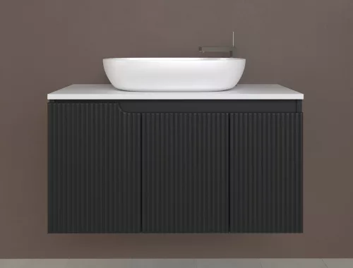 Piramida EURIDIKA fali fürdőszobabútor - mosdópult mosdó nélkül -3 ajtós - PINO FEKETE - 100 x 48 x 53 cm