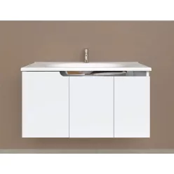   Piramida EURIDIKA fali fürdőszobabútor - műmárvány mosdóval - 3 ajtós - 100 x 48 x 53 cm