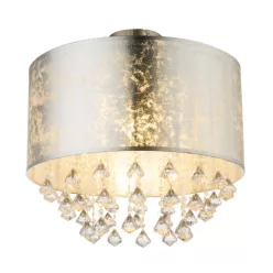   Globo 15188D3 Mennyezeti lámpa, nikkel matt, textil ezüst , akril kristály, áttetsző, ø: 400, H:380, Foglalat típusa:1xE27 60W 230V