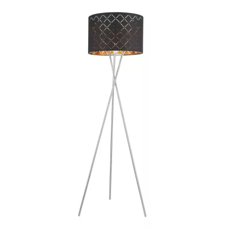 Globo 15229S1 Állólámpa textil, fekete-arany, kábel 1,8 m, Schalter, ø: 620, H:1580, exkl. 1xE27 60W 230V