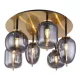 Globo 15345-6DMM Mennyezeti lámpa fém matt réz alaplap, 3 különböző formájú füstszínű búrával. , ø: 650mm, M: 380mm,. 6x E14 40W, fényforrás nélkül szállítva szállítva, 230V
