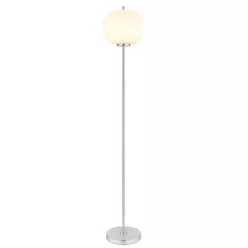   Globo 15345SNO Állólámpa fém nikkel matt, üveg fehér, lábkapcsoló a kábelben, ø: 300mm, M:1600mm, kábelhossz 1800mm, nem tartozék: 1x E27 60W 230V