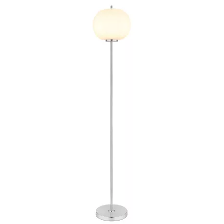 Globo 15345SNO Állólámpa fém nikkel matt, üveg fehér, lábkapcsoló a kábelben, ø: 300mm, M:1600mm, kábelhossz 1800mm, nem tartozék: 1x E27 60W 230V