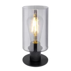   Globo 15465T Asztali lámpa matt fekete fém váz, füstszínű üveggel. , Ø:100, H:215, fényforrás nélkül 1xE27 60W 230V