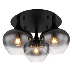   Globo 15548-3D Mennyezeti lámpa fém matt fekete, füstszínű üveg, ø: 450mm, M:255mm, nem tartozék: 3x E27 40W 230V