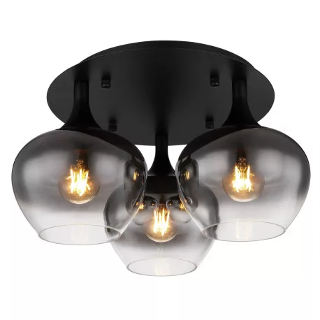 Globo 15548-3D Mennyezeti lámpa fém matt fekete, füstszínű üveg, ø: 450mm, M:255mm, nem tartozék: 3x E27 40W 230V