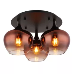   Globo 15548-3DG Mennyezeti lámpa fém fekete matt, fém fekete-króm, réz színű/átlátszó színátmenetes üveg búra, ø: 450mm, M: 255mm, 3x E27 40W 230V izzók nélkül