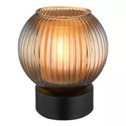   Globo 15638TP Asztali lámpa fém fekete matt, petroleumkék üveg búra, belül fehér, fekete PVC kábel, billenőkapcsoló a kábelen, ø: 150mm, M: 170mm, kábel hossza 1500mm, 1x E27 25W 230V izzó nélkül