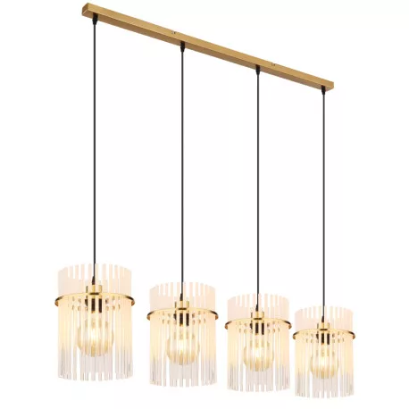 Globo 15698-4HM Függeszték fém matt arany színek, üvegrúd opál, átlátszó, kábel PVC fekete, HxSzxM: 1100x200x1400mm, 4x E27 60W 230V izzók nélkül