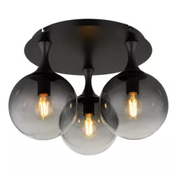   Globo 15885-3D Mennyezeti lámpa fém fekete matt, füstszínű üveggömbök, ø: 460mm, M: 327mm, 3x E27 LED 10W 230V izzók nélkül