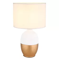   Globo 21627W Asztali lámpa fehér kerámia, arany színű kerámia, fehér textil, fekete PVC kábel, billenőkapcsoló a kábelen, ø: 250mm, M:430mm, kábelhossz 1500mm, nem tartozék: 1x E14 40W 230V