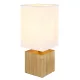 Globo 21628W Asztali lámpa natúr fa, fehér textil, fekete PVC kábel, billenőkapcsoló a kábelen, HxSzxM: 120x120x300mm, kábelhossz 1500mm, nem tartozék: 1x E27 7W 230V