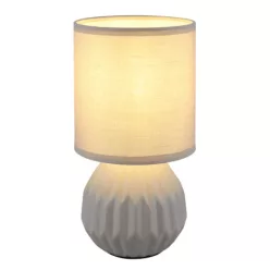   Globo 21730G Asztali lámpa, kerámia szürke, textil szürke, kábel PVC fehér, billenőkapcsoló a kábelen, ø: 120mm, M: 230mm, kábel hossza 1300mm, 1x E14 40W 230V izzó nélkül
