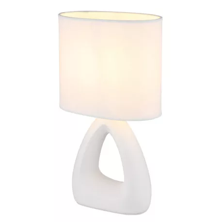 Globo 21731W Asztali lámpa, kerámia fehér, textil fehér, kábel PVC fehér, billenőkapcsoló a kábelen, HxSzxM: 170x100x300mm, kábel hossza 1300mm, 1x E14 40W 230V izzó nélkül