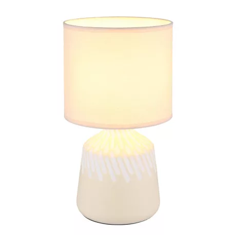 Globo 21733CU Asztali lámpa, kerámia bézs színű, textil bézs színű, kábel PVC fehér, billenőkapcsoló a kábelen, ø: 175mm, M: 315mm, kábel hossza 1300mm, 1x E14 40W 230V izzó nélkül