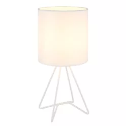   Globo 21734W Asztali lámpa, fém fehér, textil fehér, kábel PVC fehér, billenőkapcsoló a kábelen, ø: 160mm, M: 345mm, kábelhossz 1300mm, 1x E14 40W 230V izzó nélkül