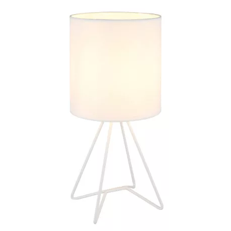Globo 21734W Asztali lámpa, fém fehér, textil fehér, kábel PVC fehér, billenőkapcsoló a kábelen, ø: 160mm, M: 345mm, kábelhossz 1300mm, 1x E14 40W 230V izzó nélkül