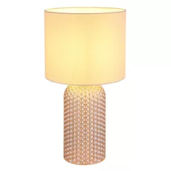   Globo 21735CH Asztali lámpa, üveg pezsgő színű, textil pezsgő színű, kábel PVC fehér, billenőkapcsoló a kábelen, ø: 265mm, M: 500mm, kábel hossza 1300mm, 1x E27 60W 230V izzó nélkül