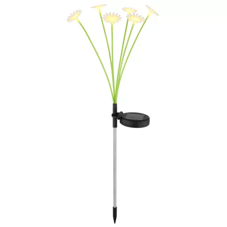 Globo 36090 Solar lámpa, rozsdamentes acél, matt fekete műanyag, zöld, fehér, sárga műanyag, tolókapcsolóval, AA 600mAh 1.2V elemmel, IP44, ø: 200mm, M: 700mm, tartozék: 6x 0.06W 3V LED, 3500K