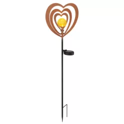   Globo 36580R Solar lámpa, fém, rozsda hatású, fekete fém, matt fekete műanyag, borostyánszínű gömb repedezett üveg hatással, tolókapcsoló, AAA 300mAh 1.2V elemmel, IP44, HxSzxM: 280x60x820mm, tartozék: LED 0.06W 3V, 3000K