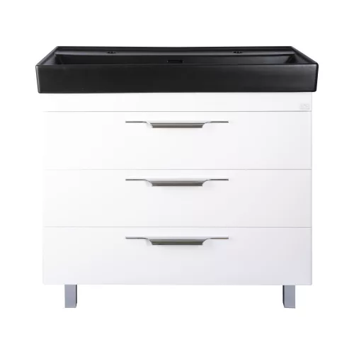 TMP TRIO 100D álló fürdőszobabútor - CeraStyle SHARP FEKETE DUPLA csaplyukas mosdóval - 100 x 48 cm