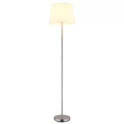   Globo 40100101 Állólámpa, matt nikkel fém, fehér textil, fekete PVC kábel, lábkapcsoló a kábelen, ø: 350mm, M: 1510mm, kábelhossz 1800mm, 1x E27 40W 230V izzó nélkül