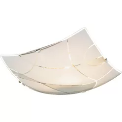   Globo 40403-1 Mennyezeti króm, fehér üveg, LxBxH:250x250x60, exkl. 1xE27 ILLU 60W 230V