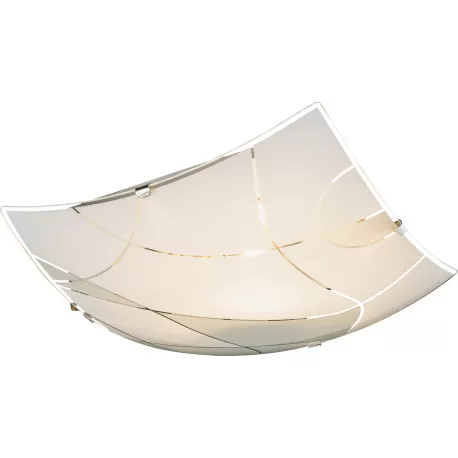 Globo 40403-1 Mennyezeti króm, fehér üveg, LxBxH:250x250x60, exkl. 1xE27 ILLU 60W 230V