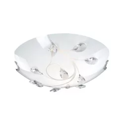   Globo 40404-2 Mennyezeti matt króm, üveg fehér,K5 kristály , ø: 300, H:100, exkl. 2xE27 40W 230V