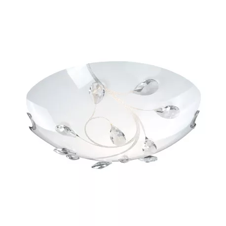 Globo 40404-2 Mennyezeti matt króm, üveg fehér,K5 kristály , ø: 300, H:100, exkl. 2xE27 40W 230V
