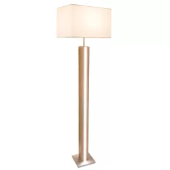   Globo 41130246X Állólámpa MDF fa mintázatú, fém tölgy színű, textil bézs, nyomógombos kapcsoló, dimmelhető, külön kapcsolható/dimmelhető, HxSzxM: 400x270x1500mm, tartozék: LED 17W 230V, 1900lm kimenet, 3000K, 1x E27 40W 230V izzó nélkül
