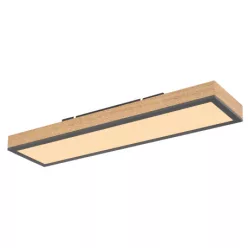   Globo 416080WD Mennyezeti lámpa alumínium grafit, MDF fa kinézet, akril fehér, tölgyfa keret, HxSzxM: 600x150x30mm, LED 18W 230V, 1920lm bemenő, 1000lm kimenő, 3000K