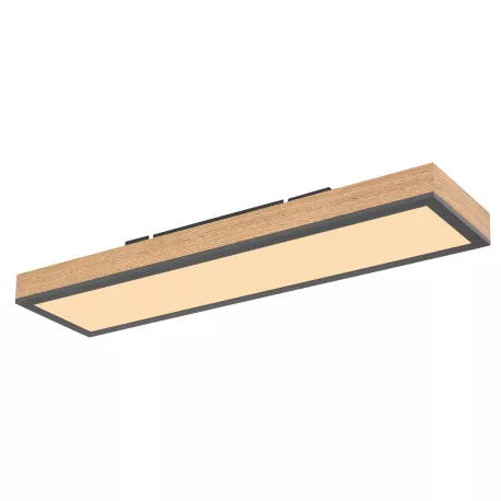 Globo 416080WD Mennyezeti lámpa alumínium grafit, MDF fa kinézet, akril fehér, tölgyfa keret, HxSzxM: 600x150x30mm, LED 18W 230V, 1920lm bemenő, 1000lm kimenő, 3000K
