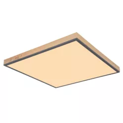   Globo 416080WD3 Mennyezeti alumínium grafit, MDF tölgyfa mintázatú keret, akril fehér búra. HxSzxM: 590x590x65, tartozék: 1xLED 36W 230V,2250lm , 3000K