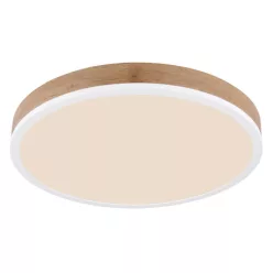   Globo 416080WWD2R Mennyezeti lámpa fém fehér matt, MDF fa sötét, műanyag fehér, ø: 450mm, M:85mm, LED 24W 230V, 3200lm forrás, 1800lm kimenet, 3000K