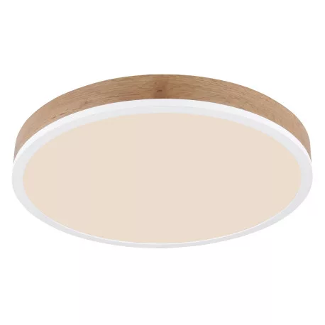 Globo 416080WWD2R Mennyezeti lámpa fém fehér matt, MDF fa sötét, műanyag fehér, ø: 450mm, M:85mm, LED 24W 230V, 3200lm forrás, 1800lm kimenet, 3000K