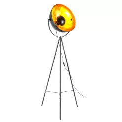   Globo 45150145 Állólámpa, fém fekete, fém arany színű matt, lábpedálos kapcsoló a kábelen, forgatható/dönthető, ø: 560mm, M: 1530mm, 1x E27 40W 230V izzó nélkül