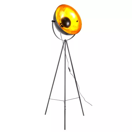 Globo 45150145 Állólámpa, fém fekete, fém arany színű matt, lábpedálos kapcsoló a kábelen, forgatható/dönthető, ø: 560mm, M: 1530mm, 1x E27 40W 230V izzó nélkül