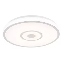   Globo 48580R Mennyezeti lámpa, matt fehér fém, fehér műanyag, krómgyűrű, csúszókapcsoló, színek rögzíthetők, CCT kapcsoló, ø: 380mm, M: 55 mm, tartozék: LED 24W 230V, 3000lm forrás, 1500lm kimenet, CCT 3000/4000/6000K