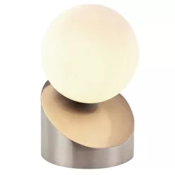   Globo 50300101 Asztali lámpa, fém nikkel matt, érintéses be/ki kapcsoló, ø: 100mm, M: 160mm, izzóval: 1x G9 LED 3W 230V, 330lm forrás, 275lm kimenet, 3000K