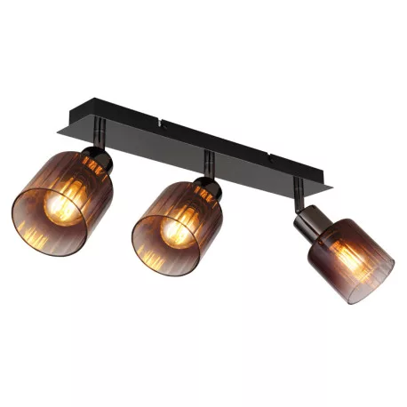 Globo 54313-3 Spotlámpa fém fekete-króm, réz színű/átlátszó színátmenetes üveg búra, HxSzxM: 400x80x180mm, 3x E14 40W 230V izzók nélkül