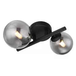   Globo 56133-2W Fali lámpa fém matt fekete, füstszínű üveg, HxSzxM: 240x250x125mm, üveg átmérő: 1x10cm, 1x12cm, 2x G9 LED 3,5W 230V, 350lm forrás, 80lm kimenet, 3000K, 10 LED676b