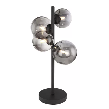 Globo 56133-4T Asztali lámpa fém fekete váz, füstszínű búrával. Búra méretek: 2x12cm, 2x10cm, tartozék: 10676 LED LM, HxSZxM:240x190x480, tartozék: 4xG9 LED 3,5W 230V, 80lm, 3000K