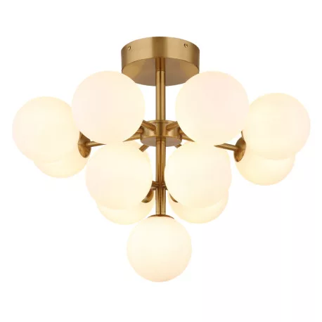 Globo 56143-13GD Mennyezeti lámpa fém aranyszínű matt, fehér színű üveg gömbökkel, ø: 560mm, M: 430mm, 13x G9 LED 5W 230V izzók nélkül