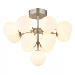   Globo 56143-13ND Mennyezeti lámpa fém matt nikkel, fehér színű üveg gömbök, ø: 560mm, M: 430mm, 13x G9 LED 5W 230V izzók nélkül